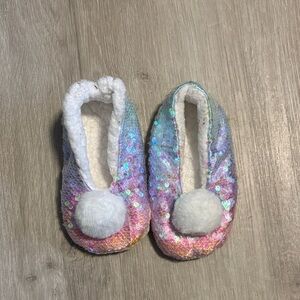 Sequin Pom-Pom Slippers